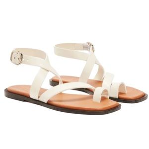 Everlane The Italian Leather Wrap Sandals White Size 8 NWOT